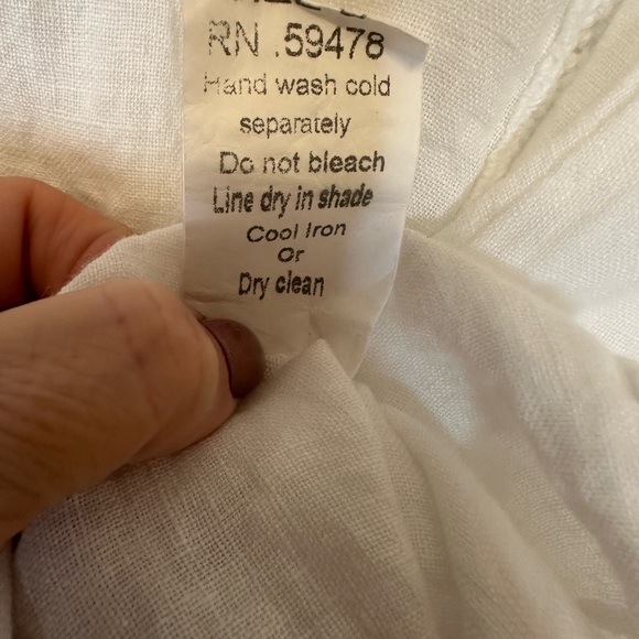 Valentina Naldi Linen Mini Dress Sz S, Crochet Trim White, Coastal, Boho, Hippie - Picture 6 of 8